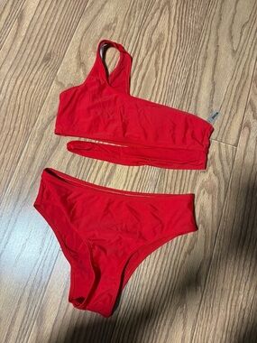 SHEIN One-Shoulder Red Bikini Set
